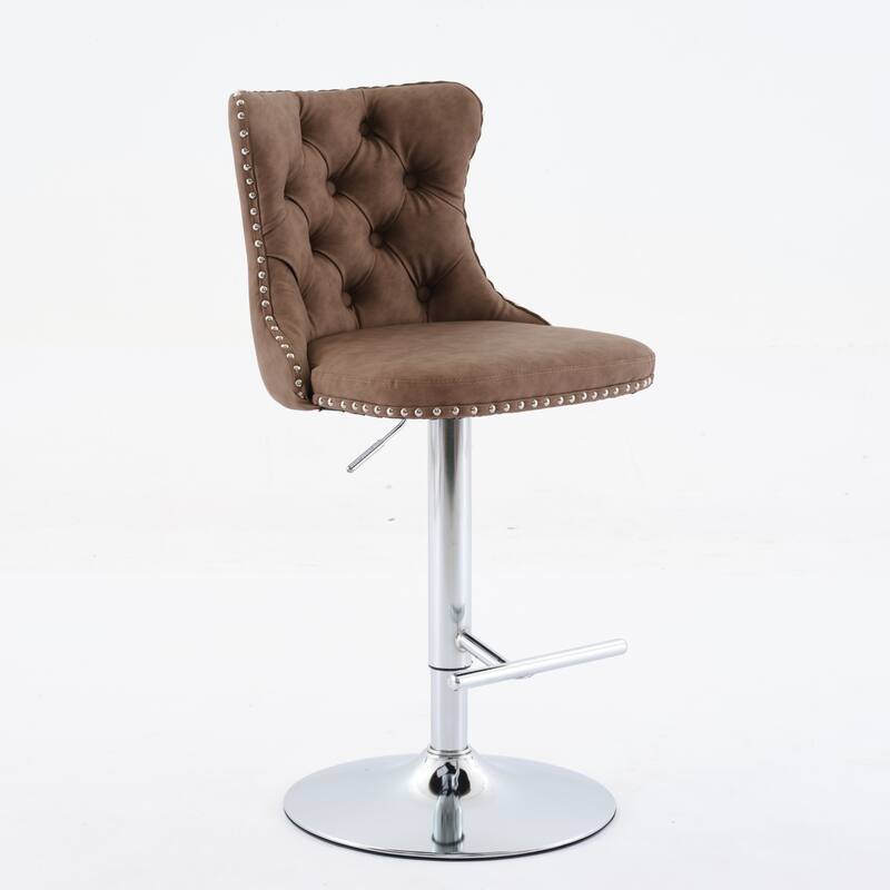 Set of 2 Swivel Velvet Tufted Adjusatble Seat Height Barstools