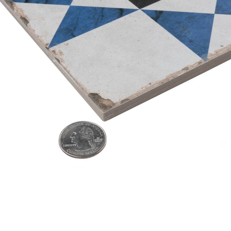 Merola Tile Renaissance Deco Indigo Cross 7-7/8" x 7-7/8" Porcelain Floor and Wall Tile