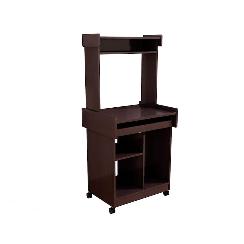 Microwave Cart with Gliding Shelf and Locking Castor Wheels