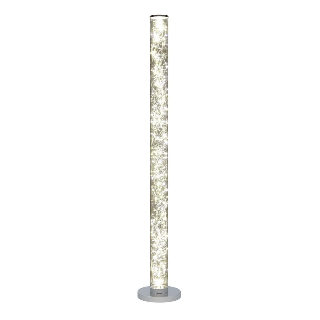 HomeRoots 49" White Metal LED Column Floor Lamp With Clear Acrylic Drum Shade - 7.8X7.8X49