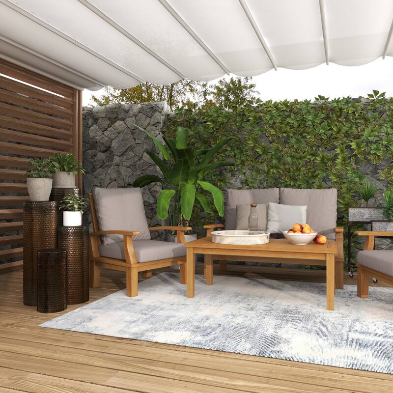 Brown Metal Pillar Style Pedestal Table with Hammered Design (Set of 4)