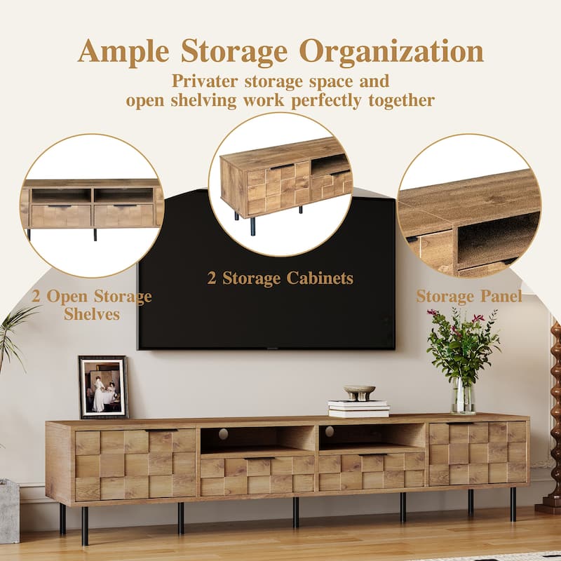 Mid Century Tv Stand With 2 Drawers,Media Console Table For Tvs Up To 85'',Entertainment Center With Storage