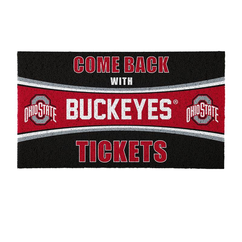 Ohio State University 28 in. x 16 in. PVC "Come Back With Tickets" Trapper Door Mat