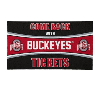 Ohio State University 28 in. x 16 in. PVC "Come Back With Tickets" Trapper Door Mat