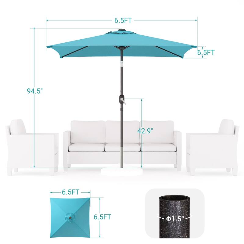 BONOSUKI 6.5x6.5Ft Patio Market Umbrella Weather-Resistant Frame