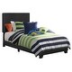 preview thumbnail 2 of 4, Leather Upholstered Twin Size Platform Bed, Black