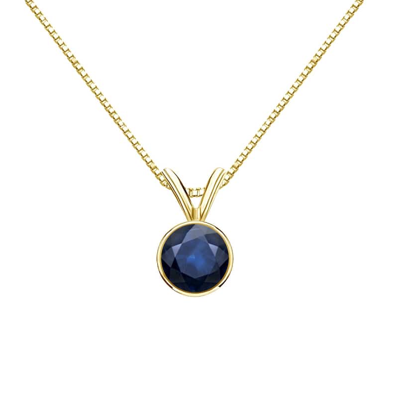 Auriya 14k Gold Bezel-set Sapphire Solitaire Necklace 1/2ctw