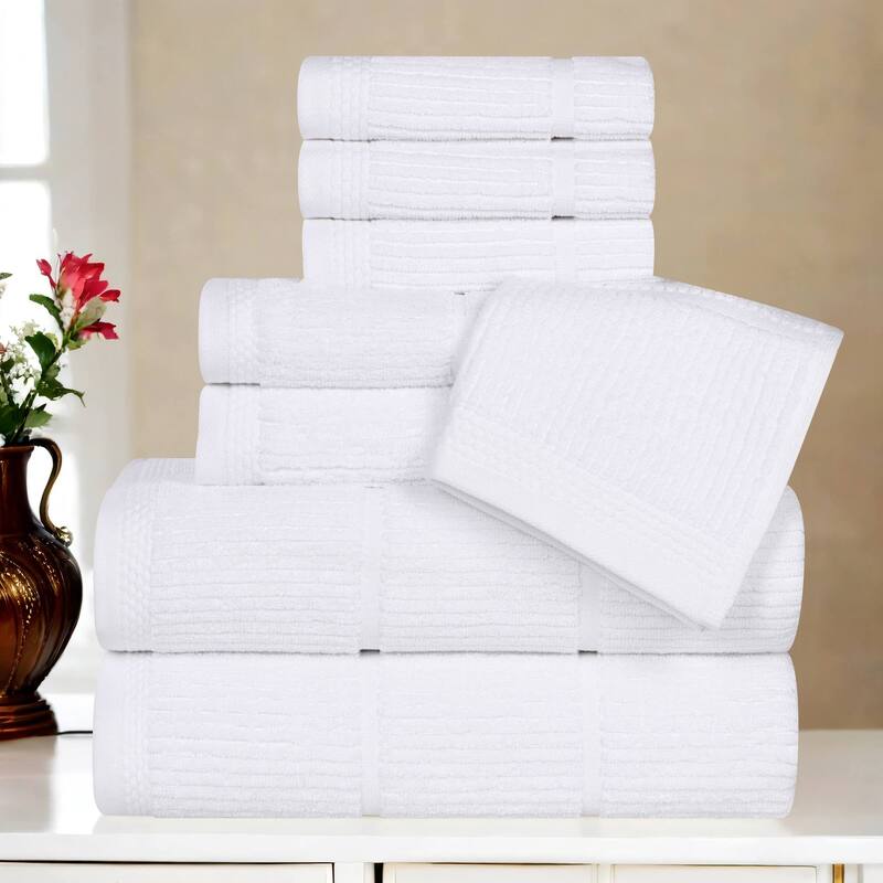Superior Milo Smart Twist Viscose Cotton Blend 8 Piece Towel Set - White