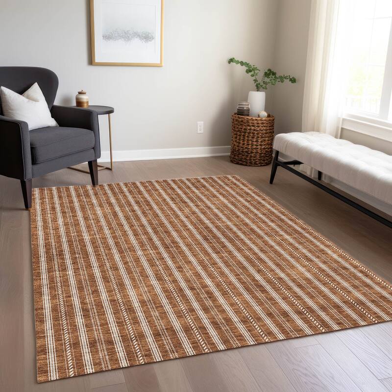Machine Washable Indoor/ Outdoor Chantille Stripe Twist Rug