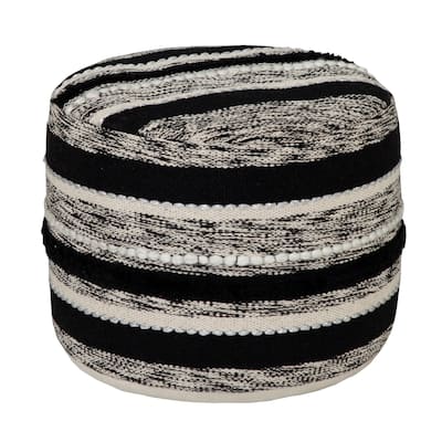 HomeRoots 18" White 100% Cotton Ottoman