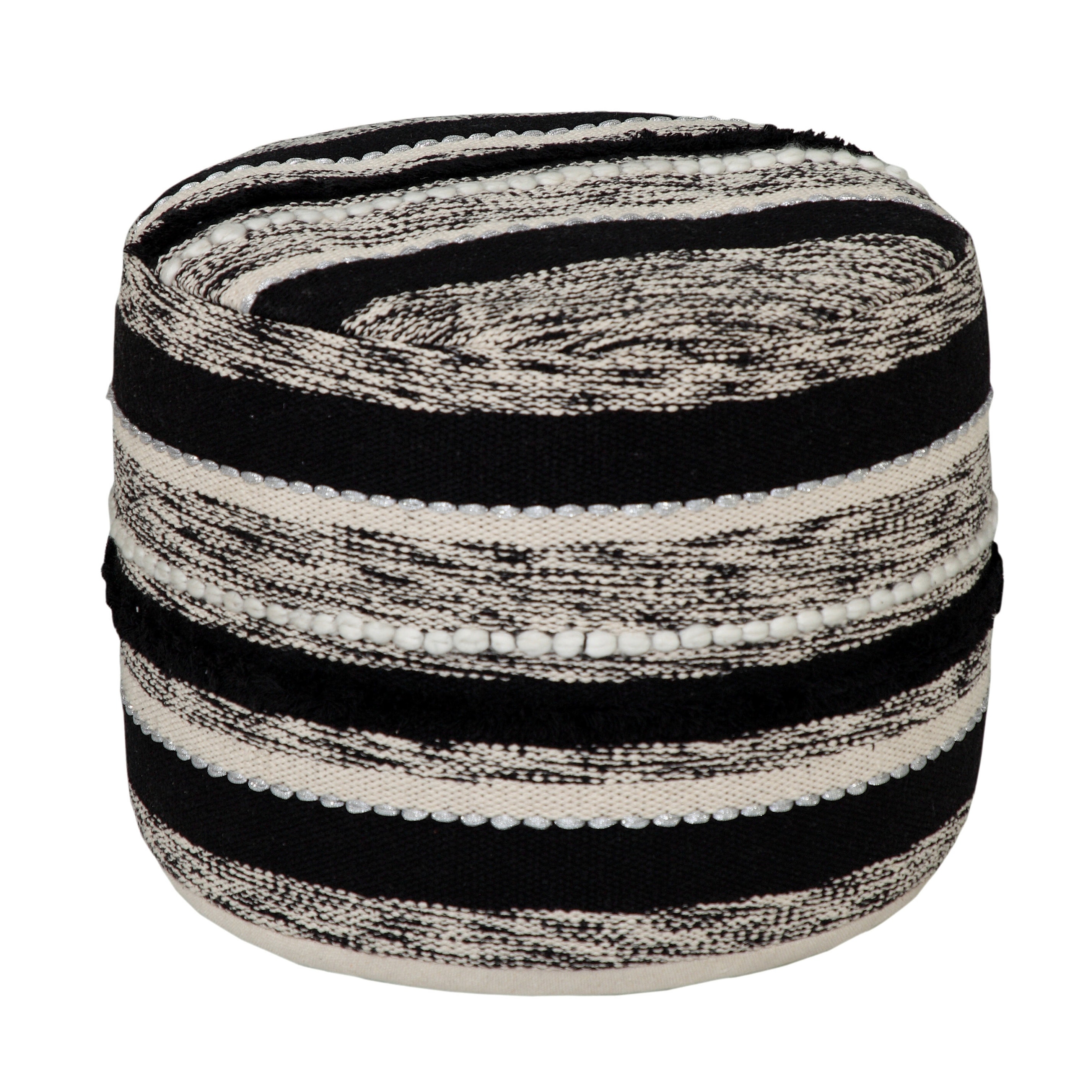 HomeRoots 18" White 100% Cotton Ottoman