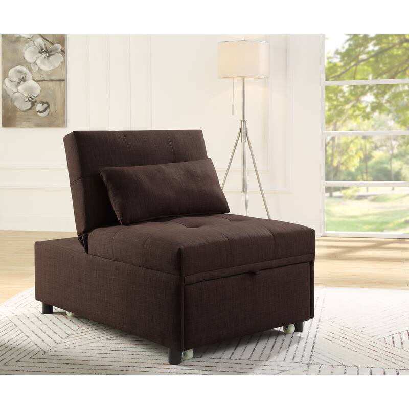 Home Adjustable Hidalgo Pull-out Sleeper PU Leather Sofa Bed- Beige