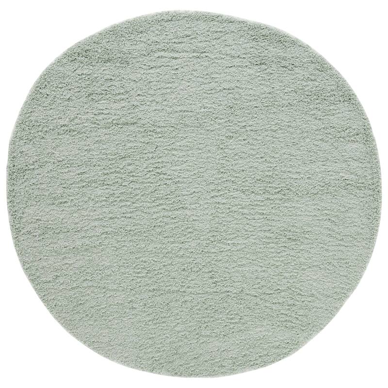 SAFAVIEH Laguna Shag Verdiana Solid Color 2-inch Thick Rug. - 6'7" Round - Light Sage - Round
