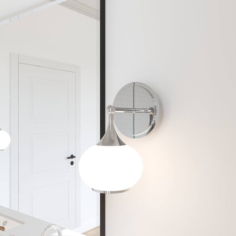 Acroma 1 Light Wall Sconce with Opal Glass Shade - Polished Chrome