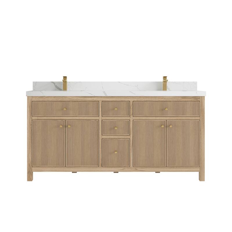Willow Collections 72 in. W x 22 in. D Sonoma Teak Double Sink Bathroom Vanity with Countertop
