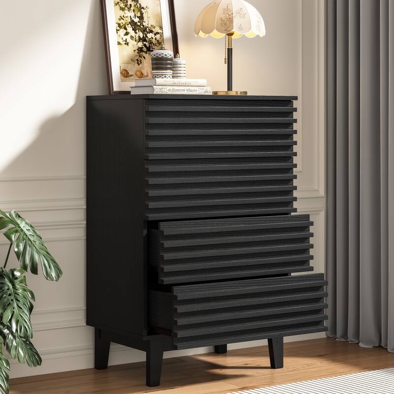 Fluted 4 Drawer Dresser 36" Tall Modern Chest of Drawers