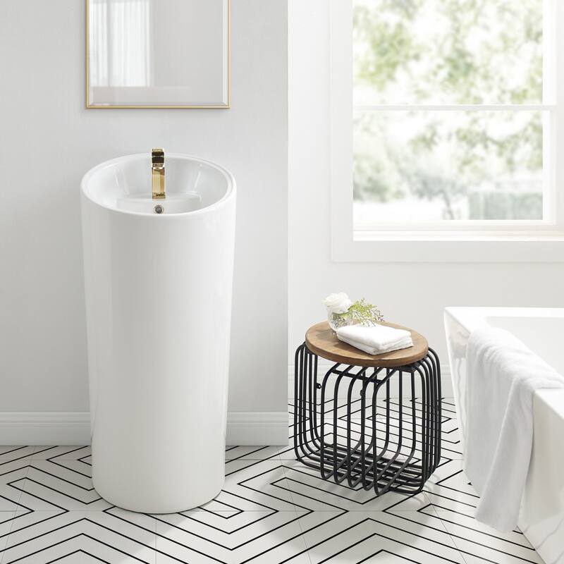 Swiss Madison St. Tropez 18-1/8" Oval Ceramic Pedestal Bathroom Sink