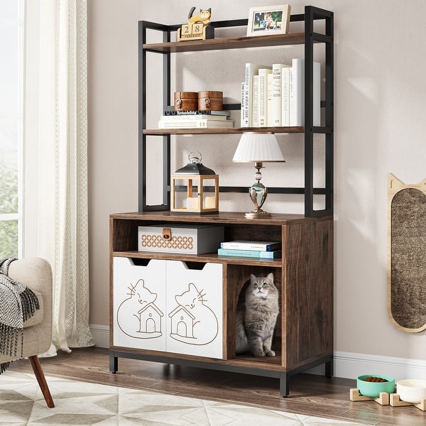 Cat Litter Box Enclosure, Hidden Litter Box Furniture, Tier