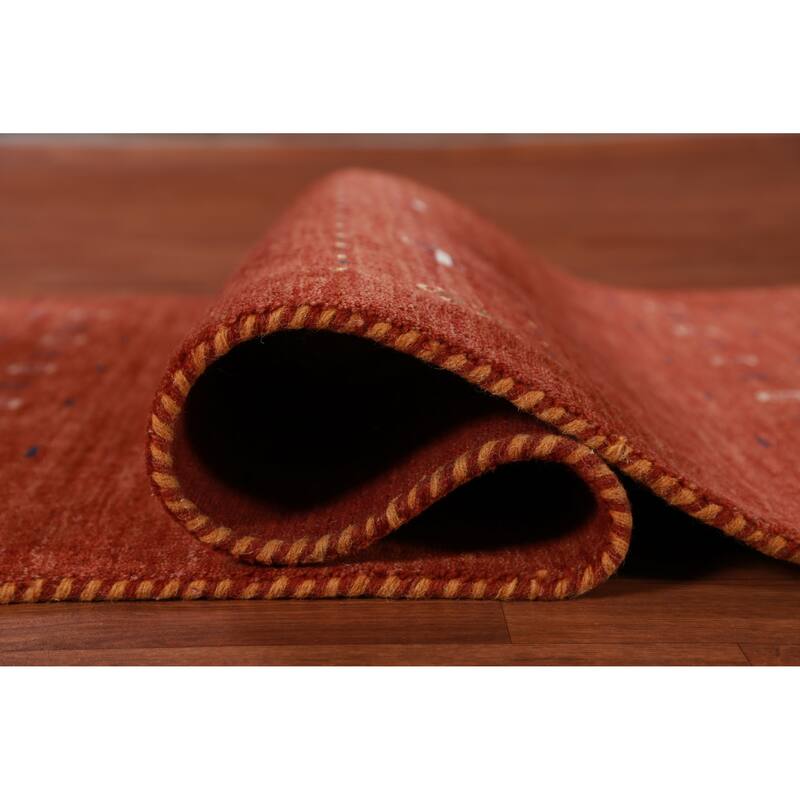 Hand Knotted Oriental 100% Wool Carpet Tribal Animal Pictorial Oranges & Rust Gabbeh Area Rug - 4' 11'' X 2' 10''