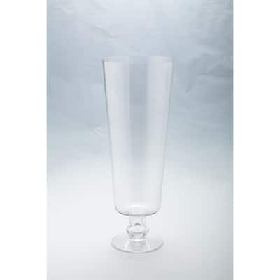 Champagne Style Hand Blown Glass Vase - 19" - Clear