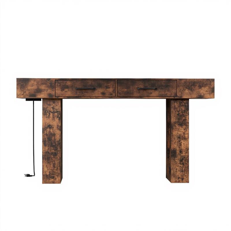 63-Inch Long Console Table, Wooden Rectangular Sofa Table Behind The Couch, Farmhouse Entryway Table for Entrance, Hallway