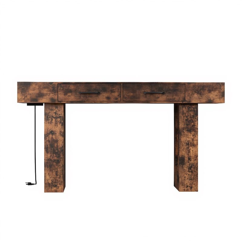 Anmytek Farmhouse Console Table,Wooden Rectangular Sofa Table Behind Couch for Entrance