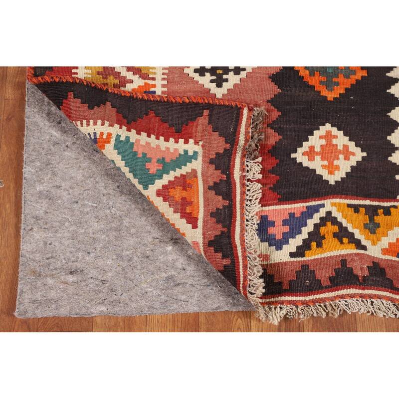 Reversible Kilim Qashqai Persian Vintage Rug Hand-Woven Wool Carpet - 4'11"x 7'8"