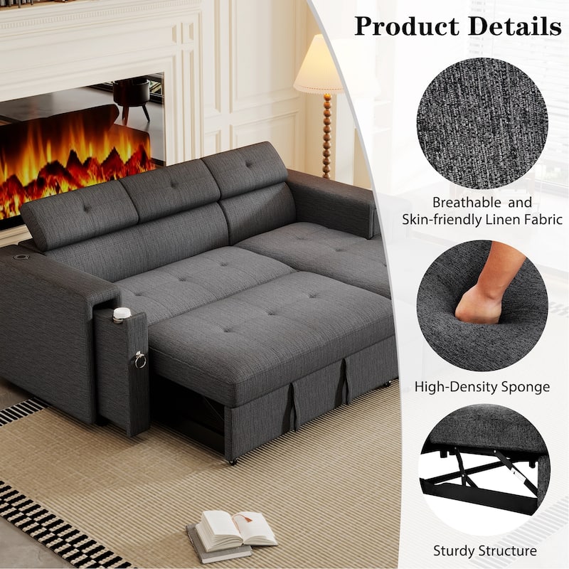 96" Multi-Functional Pull-Out Sofa Bed