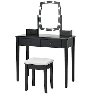 Gymax Vanity Table Set with Lighted Mirror Adjustable 10 Bulbs Dresser - See Details