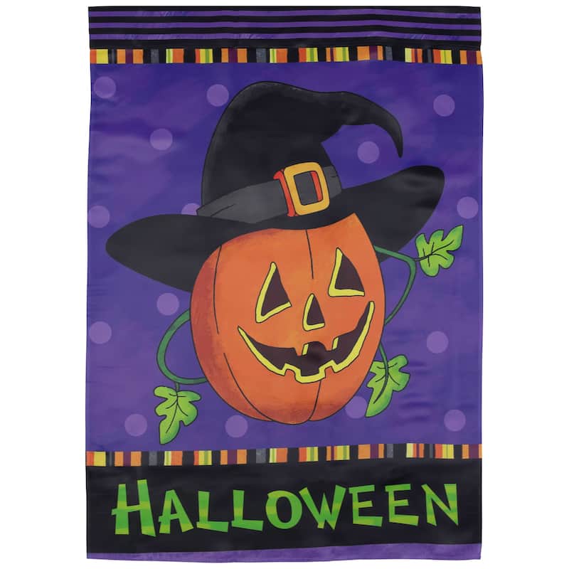 Happy Halloween Pumpkin in a Witch Hat Outdoor House Flag 28" x 40"