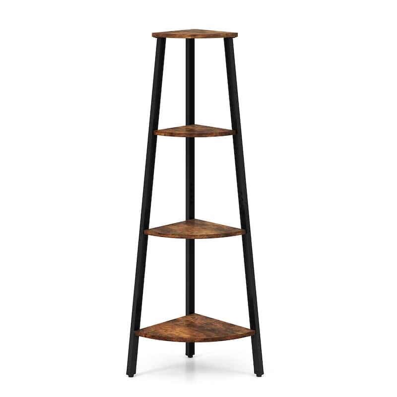 Compact 4-Tier Corner Shelf Storage Rack with Metal Frame for Home - 13.5" x 13.5" x 49" (L x W x H)