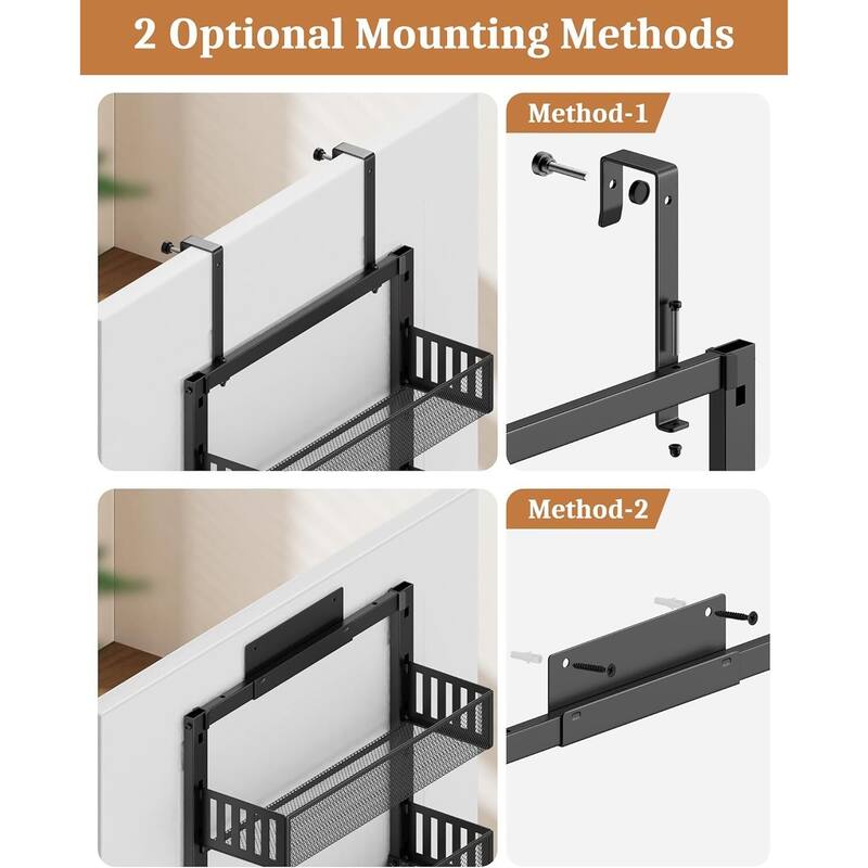 8-Tier Over the Door Pantry Organizer, Large Metal Door Spice Rack with Adjustable Basket - 6.4"D x 17"W x 70"H