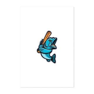Largemouth Bass Baseball Mascot Illustrations Sports Art Print/Poster ...