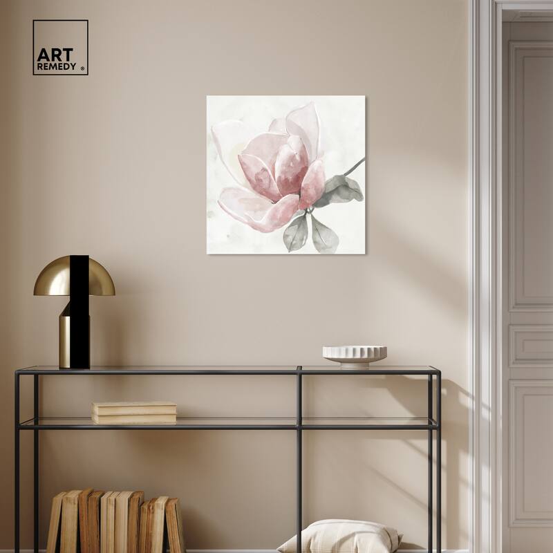 Art Remedy Faded Blush Rose Gallery Wrapped Floral Fine 1 Piece Canvas Wall Art