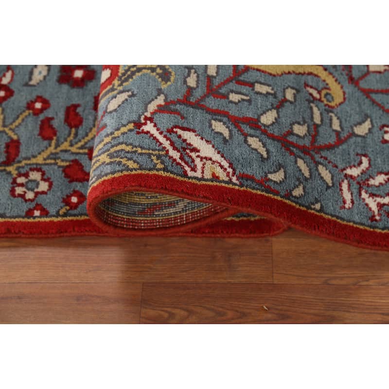 Animals Design Ziegler Indian Runner Rug Handmade Blue Wool Carpet - 2'6"x 7'11"