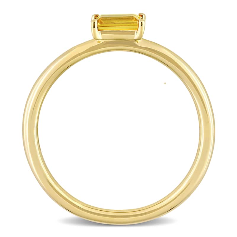 Miadora 10k Yellow Gold Yellow Sapphire Solitaire Stackable Baguette Ring
