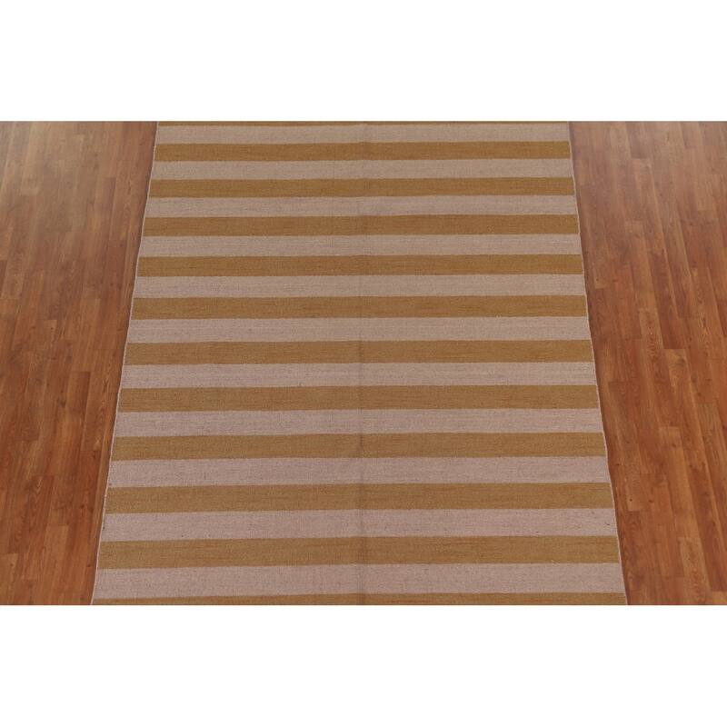 Striped Modern Gabbeh Area Rug Handmade Wool Carpet - 6'5" x 10'1"