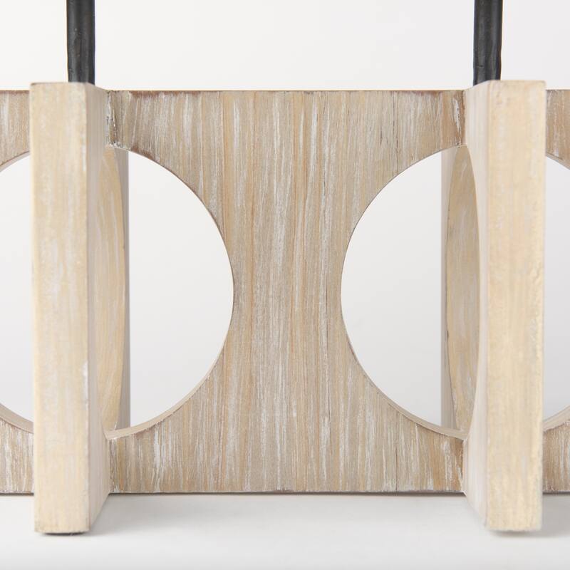Cambie 29.0L x 6.0W x 9.0H Natural Wood W/Black Metal Candle Holders - 29.0L x 6.0W x 9.0H