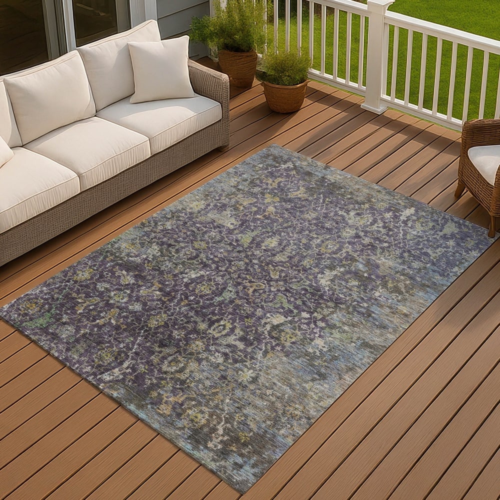 Machine Washable Indoor/ Outdoor Vintage Traditional Chantille Rug