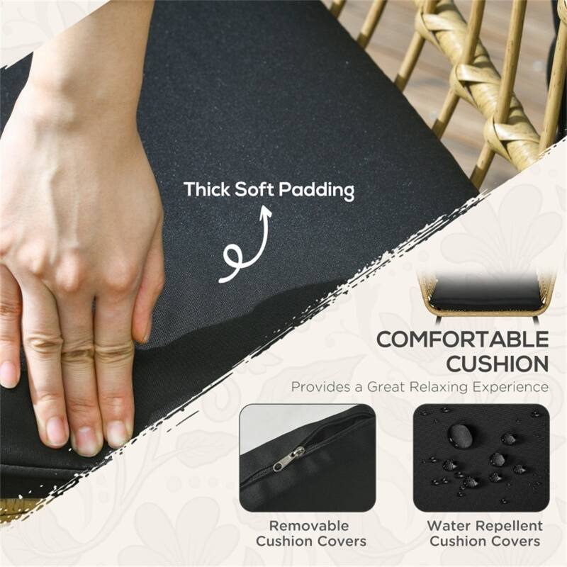 5-Piece Outdoor Patio Conversation Set with PE Rattan, Cushions & Dual Coffee Tables