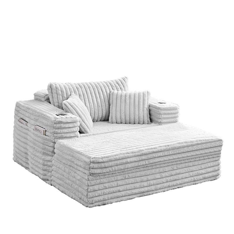 Mixoy Modern Corduroy Fabric Sofa Bed Chair,Single Sofa Chair With Cup Holders,Wide Armrests,Sleeper For Apartment