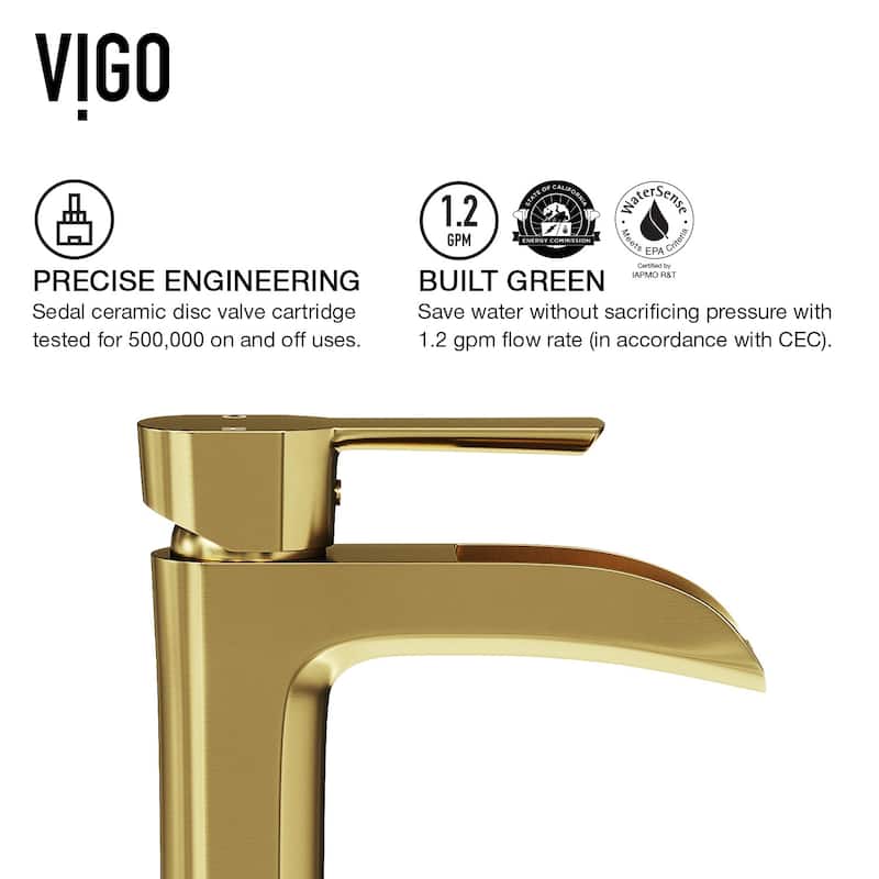 Vigo VGT2030 Palermo Gothic 15" Circular Concrete Vessel Bathroom Sink - Matte Brushed Gold