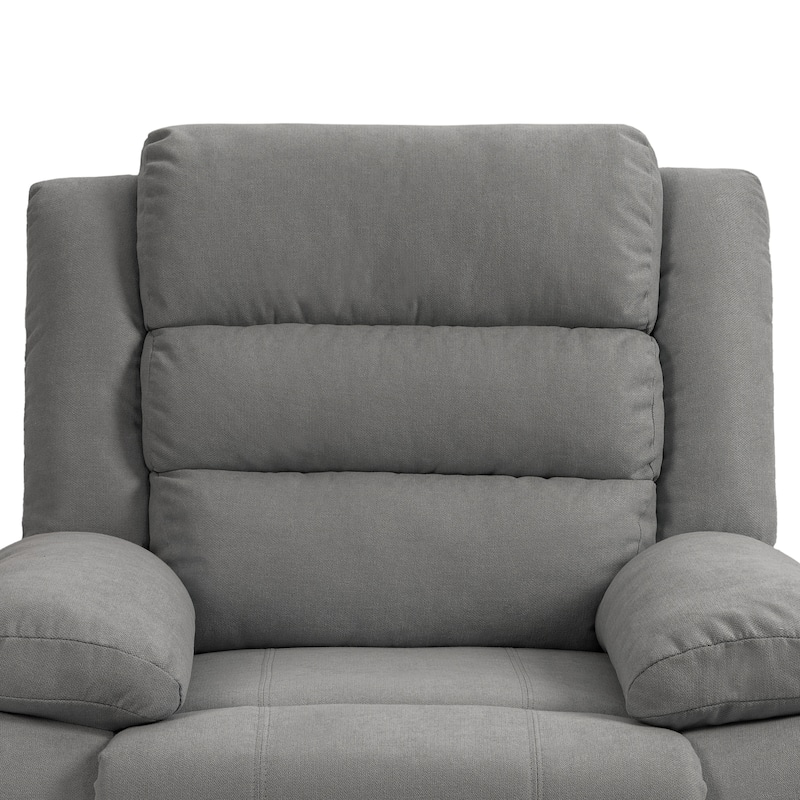 Overstuffed Cotton Corduroy Manual Pushback Recliner with Wide Armrest