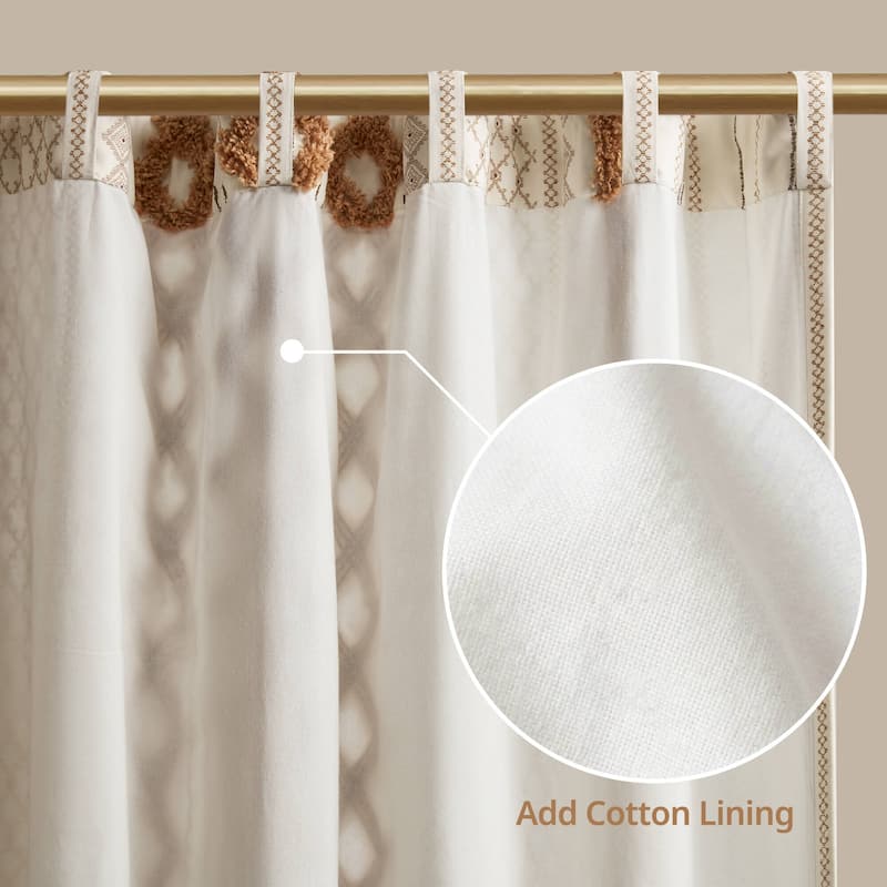 INK+IVY Imani Cotton Printed Single Curtain Panel with Chenille Stripe and Lining