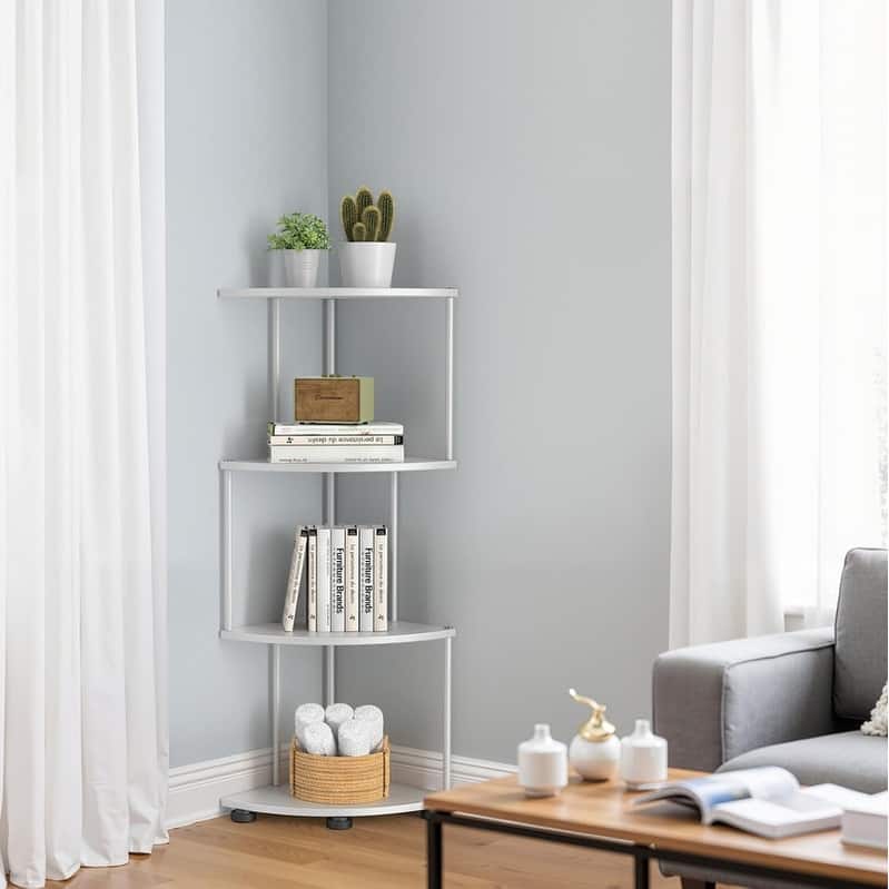 4 Tier Metal Corner Shelf Stand Corner Shelves