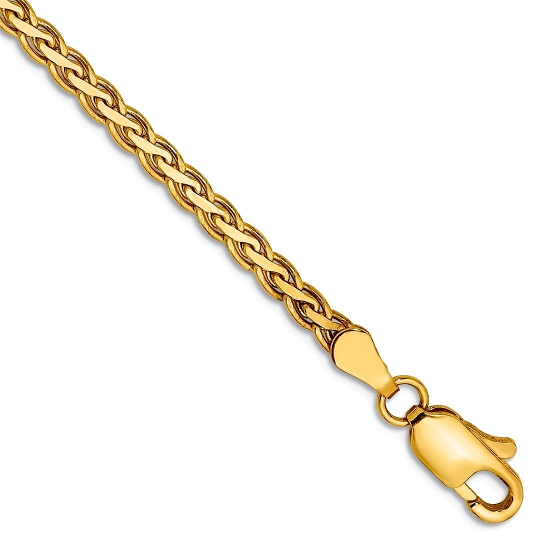 Curata 14k Yellow or White Gold 7" Flat Wheat Woven Bracelet