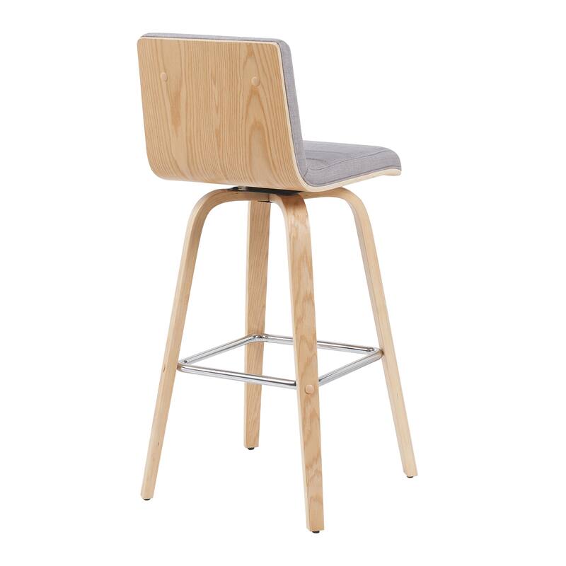 Skara Swivel Bar Stool, Upholstered Bar Height Chair with Bentwood Frame