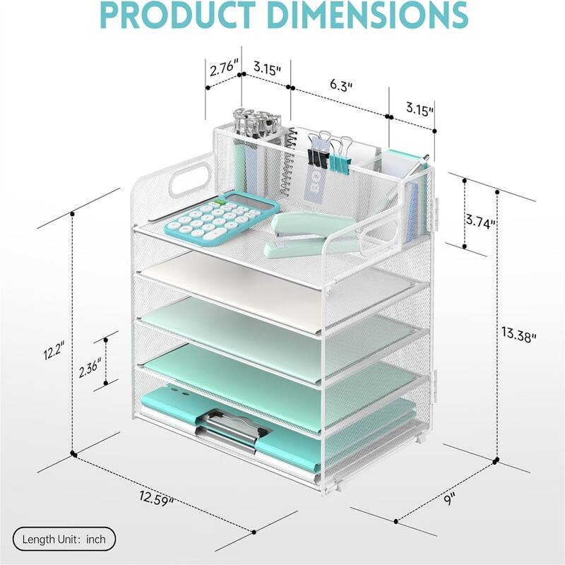 5 Tier Desk Organizer - 13"L x 9.25"W x 13.38"H