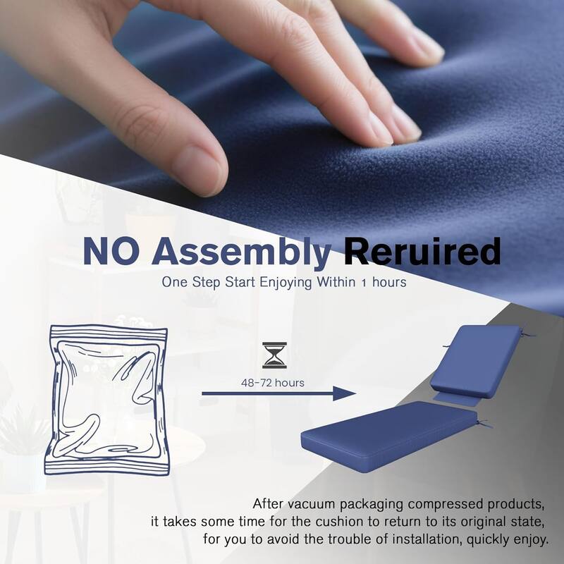 AECOJOY Chaise Lounge Cushions Outdoor Set of 2, Patio Lounge Chair Cushion for Outdoor Furniture
