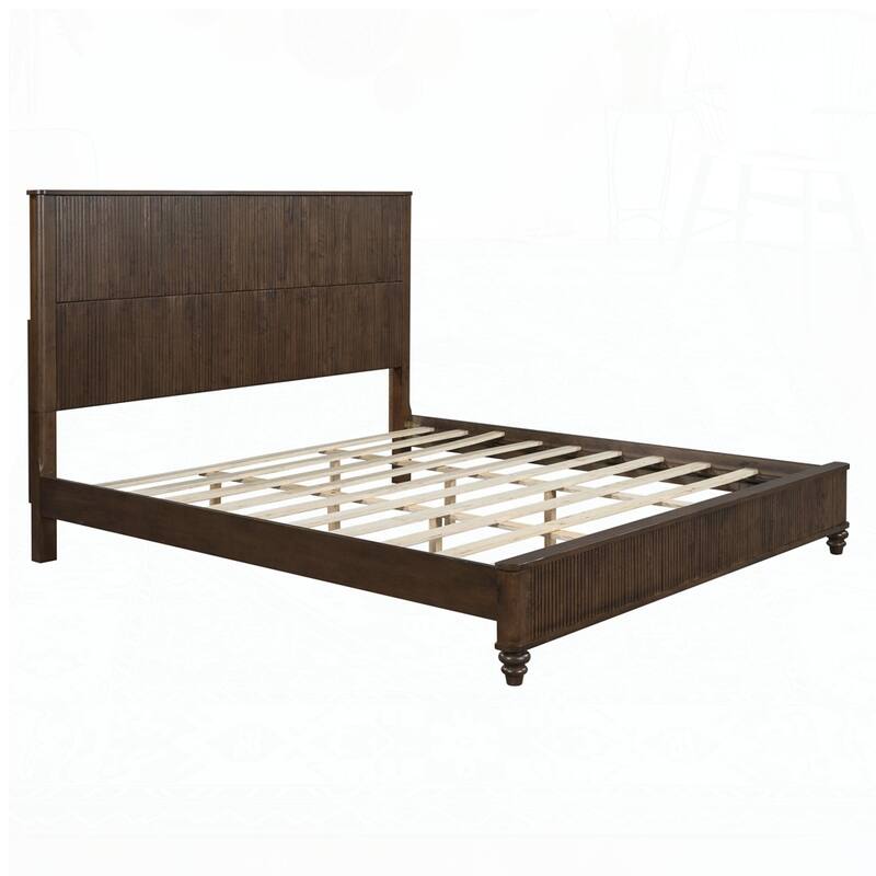 Solid Wood Bed Frame with Tall Headboard